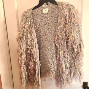Shaggy grey pastel Harley Quinn style cardigan sweater